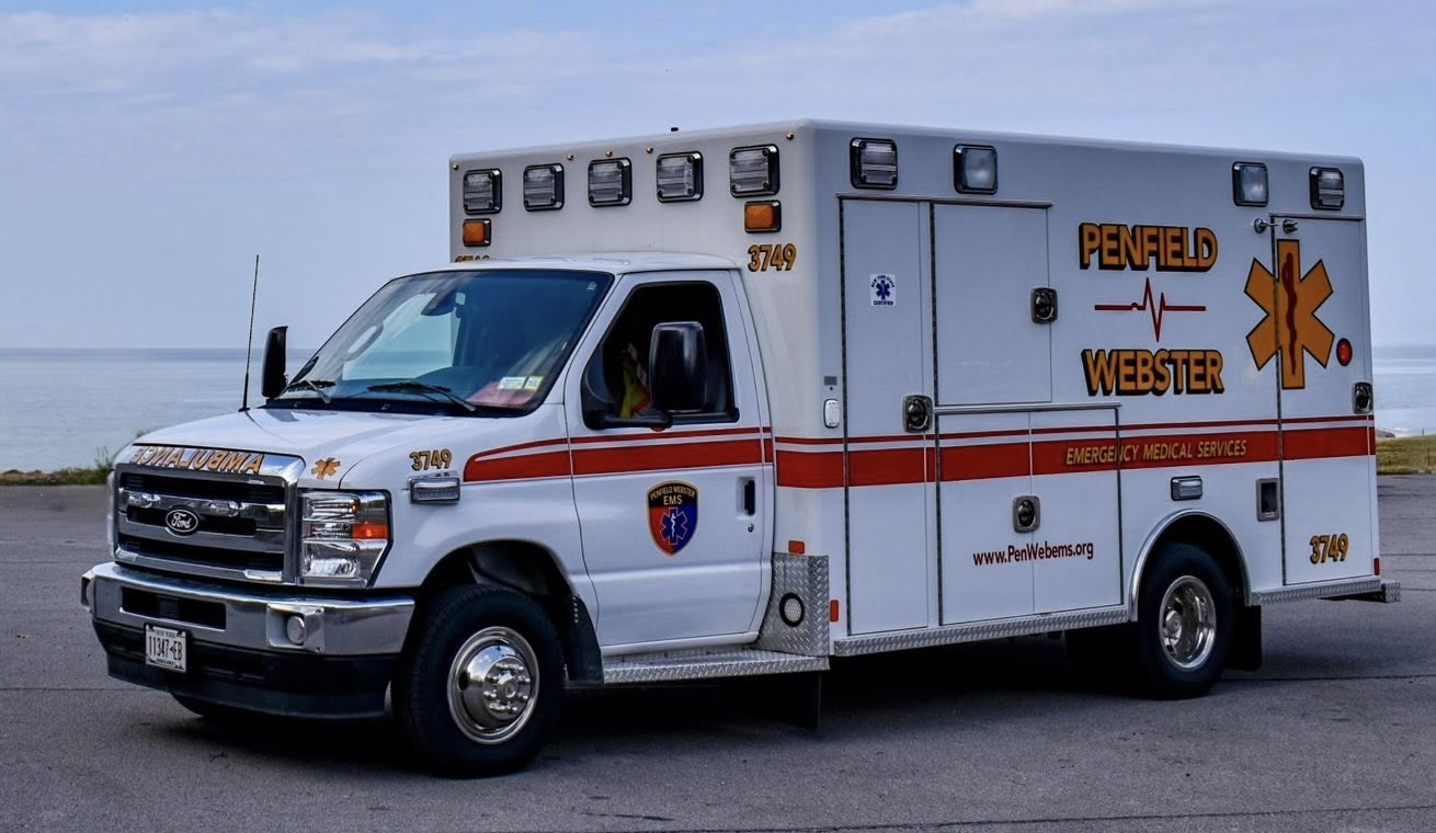 2026 RIG Photo of a Penfield Ambulance in the squad parking lot